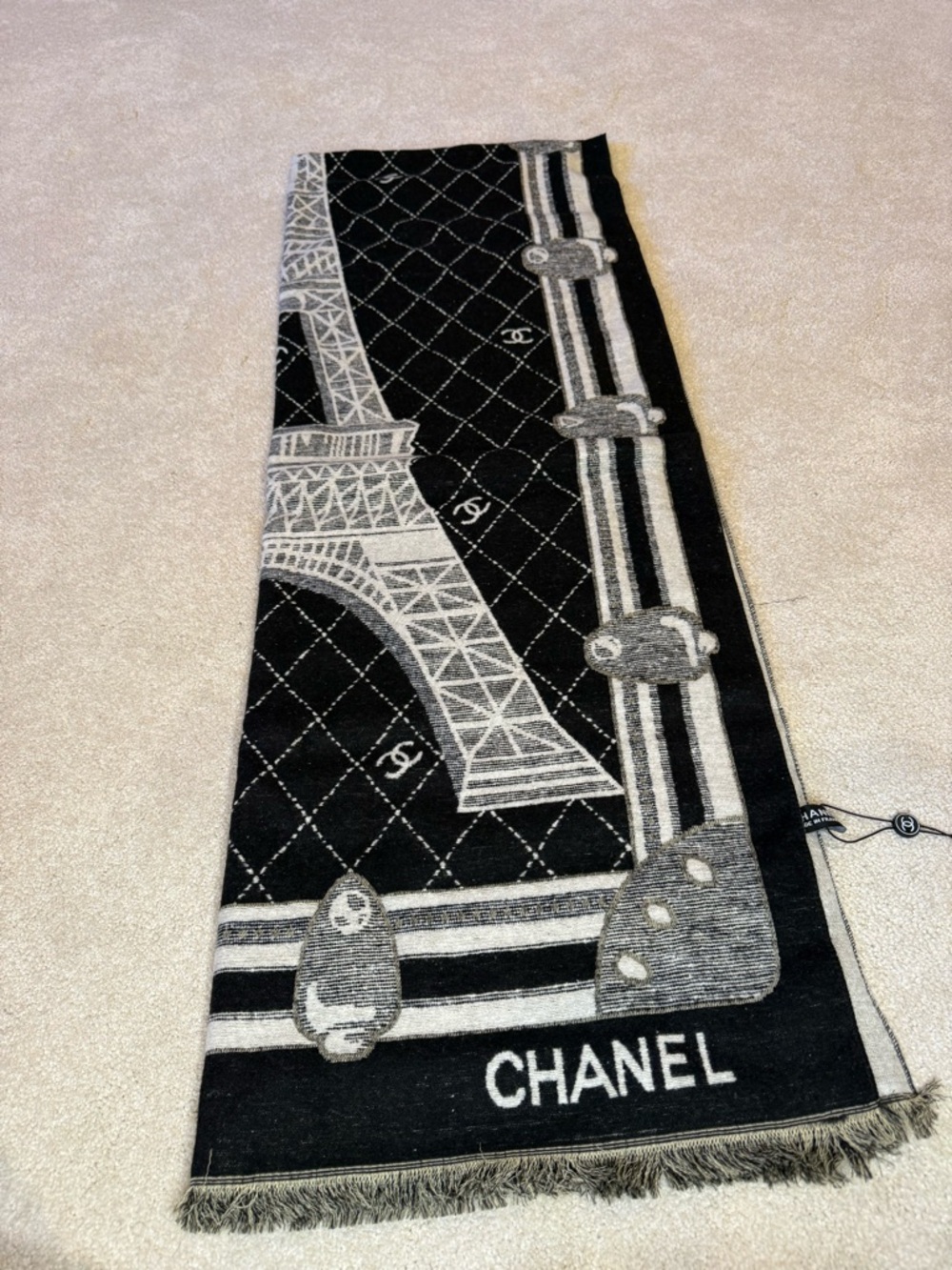 Chanel GWP Eiffel Tower Black and White Scarf